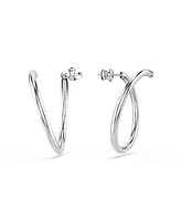 Swarovski Round Cut, White, Rhodium Plated Dextera Hoop Earrings