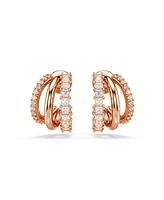 Swarovski Mixed Cuts, Mini, White, Rose Gold-Tone Plated Hyperbola Hoop Earrings