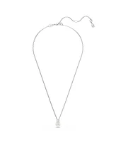 Swarovski Matrix Pendant, Crystal Pearl, Round Cut, White, Rhodium Plated Necklace