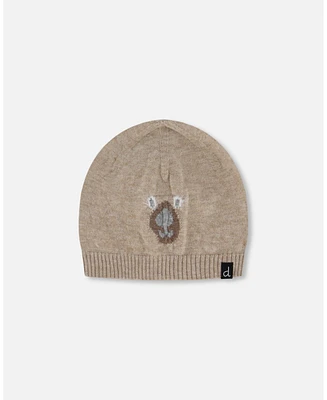 Deux par Deux Baby Boys Baby Knitted Bear Hat Sand