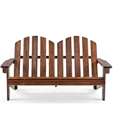 2 Person Fir Wood Adirondack Chair with High Backrest