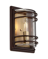John Timberland Habitat Modern Industrial Outdoor Wall Light Fixture Bronze Brown Warm Brass 11" Clear Glass for Exterior House Porch Patio Outside De