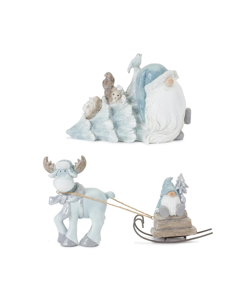 Slickblue Gnome With Woodland Animals Figurine (Set of 2)