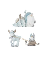 Slickblue Gnome With Woodland Animals Figurine (Set of 2)