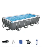 Bestway Power Steel 18' x 9' x 48" Rectangular Above Ground Swimming Pool Set