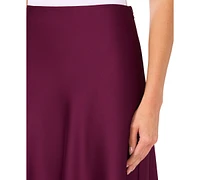 CeCe Women's A-line Side-Zip Satin Midi Skirt