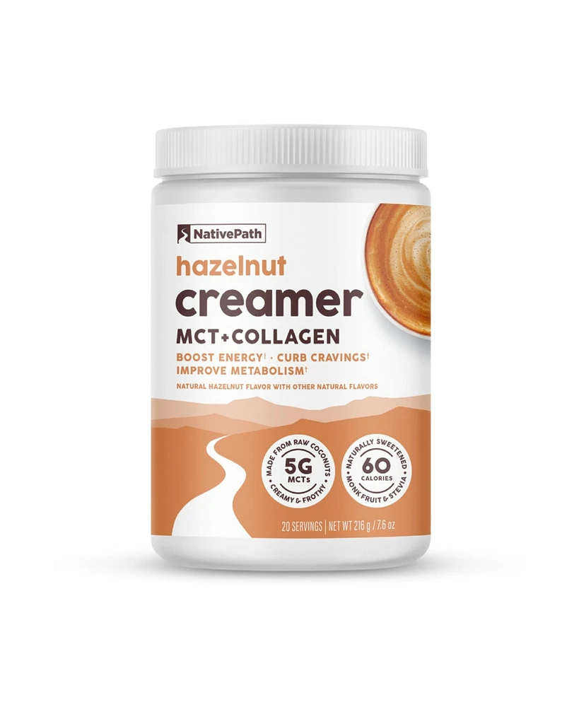 NativePath Keto Coffee Creamer Powder Hazelnut - Keto-Friendly, Non-Dairy & Low Sugar Creamer. Made with Grass