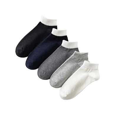 Stems Women's Color Block Soft and Sporty Ribbed Ankle Socks Pack of Five