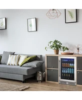 Newair 24" Built-in Premium 224 Can Beverage Fridge with Color Changing Led Lights, Seamless Stainless Steel Door and Precision Temperature Control