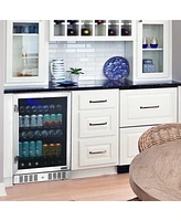 Newair 24" Built-in or Freestanding 177 Can Beverage Fridge in Stainless Steel with Precision Digital Thermostat, Adjustable Shelves, and Triple