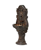 John Timberland Imperial Lion Acanthus Rustic Outdoor Wall Water Fountain 50" High with Led Light for Garden Patio Backyard Deck Home Lawn Porch House