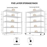 Streamdale Furniture Adjustable and Mobile 5-Tier Shelving Unit for Warehouses and More