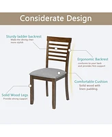 Streamdale Furniture Sturdy Solid Wood Dining Chair Set of 4 with Linen Upholstery