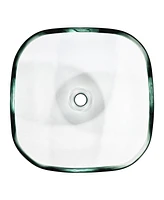 Yescom Square Transparent Glass Bathroom Vessel Sink Tempered Natural Clear Vanity Basin