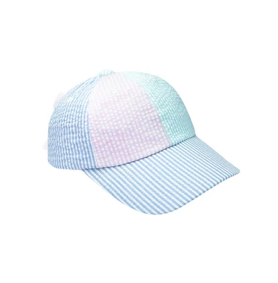 Bits & Bows Girls Multicolor Seersucker Bow Baseball Hat