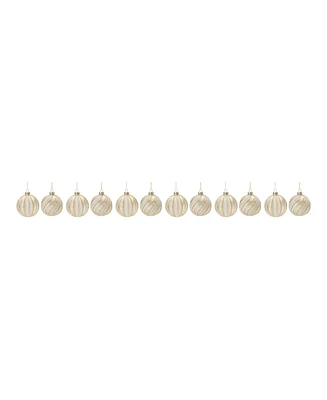 Slickblue Ribbed Glitter Glass Ball Ornament (Set of 12)