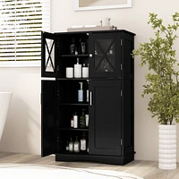 Slickblue 4 Doors Freeestanding Bathroom Floor Cabinet with Adjustable Shelves