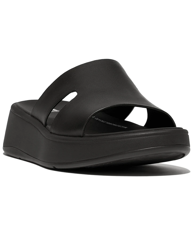 FitFlop Women's F-Mode Raw Edge Leather Flatform H-Bar Slide