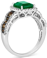 Le Vian Costa Smeralda Emerald (1-5/8 ct. t.w.) & Diamond (3/4 ct. t.w.) Halo Scalloped Edge Ring in 14k White Gold