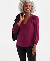 Style & Co Plus Split-Neckline Popover Blouse, Created for