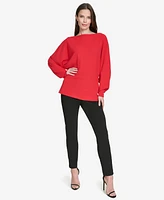 Halston Women's Dolman-Sleeve Boat-Neck Peplum Top