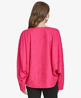 Halston Women's Textured Dolman-Sleeve Cuffed Blouse