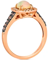 Le Vian Neopolitan Opal (1/2 ct. t.w.) & Diamond (1/3 ct. t.w.) Halo Ring in 14k Rose Gold