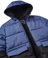 Ixtreme Toddler & Little Boys Colorblocked Full-Zip Hooded Puffer Jacket with Ribbed-Knit Beanie