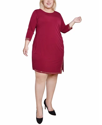 Ny Collection Plus 3/4 Sleeve Asymmetrical Dress