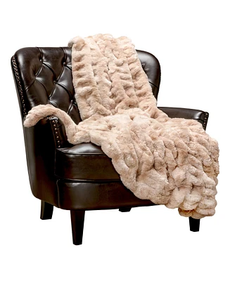 Chanasya Premium Ruched Faux Fur Throw Blanket - Luxurious, Soft Reversible Mink Blanket - 108" x 86” (King Size) - Dark Gray