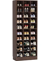 Tribesigns 10-Tier Shoe Storage Cabinet, Gray Wooden Shoe Rack with 30 Cubbies, Freestanding Tall Entryway Shoe Organizer for Closet, Entryway