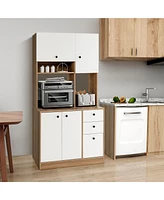 71" Tall Kitchen Pantry Buffet Hutch Freestanding Storage Cabinet 4 Doors