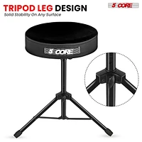 5 Core Drum Throne 3" Padded Guitar Stool Height Adjustable Music Chair Seat Universal for Adults & Kids with Anti Slip Rubber Feet