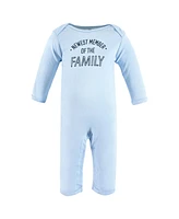 Hudson Baby Baby Boys Hudson Cotton Coveralls, Newest Family Member, 18-24 Months