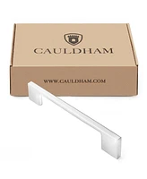 Cauldham Pack Solid Kitchen Cabinet Pulls Handles (5" Hole Centers) - Modern Thin Profile Drawer/Door Hardware - Style M255