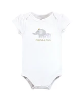 Hudson Baby Girls Cotton Bodysuits, Lilac Elephant