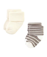 Hudson Baby Boys Cotton Rich Newborn and Terry Socks, Modern Giraffe, 6-12 Months