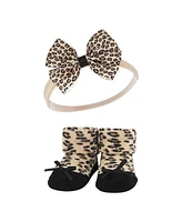 Hudson Baby Baby Girls Headband and Socks Giftset, Leopard