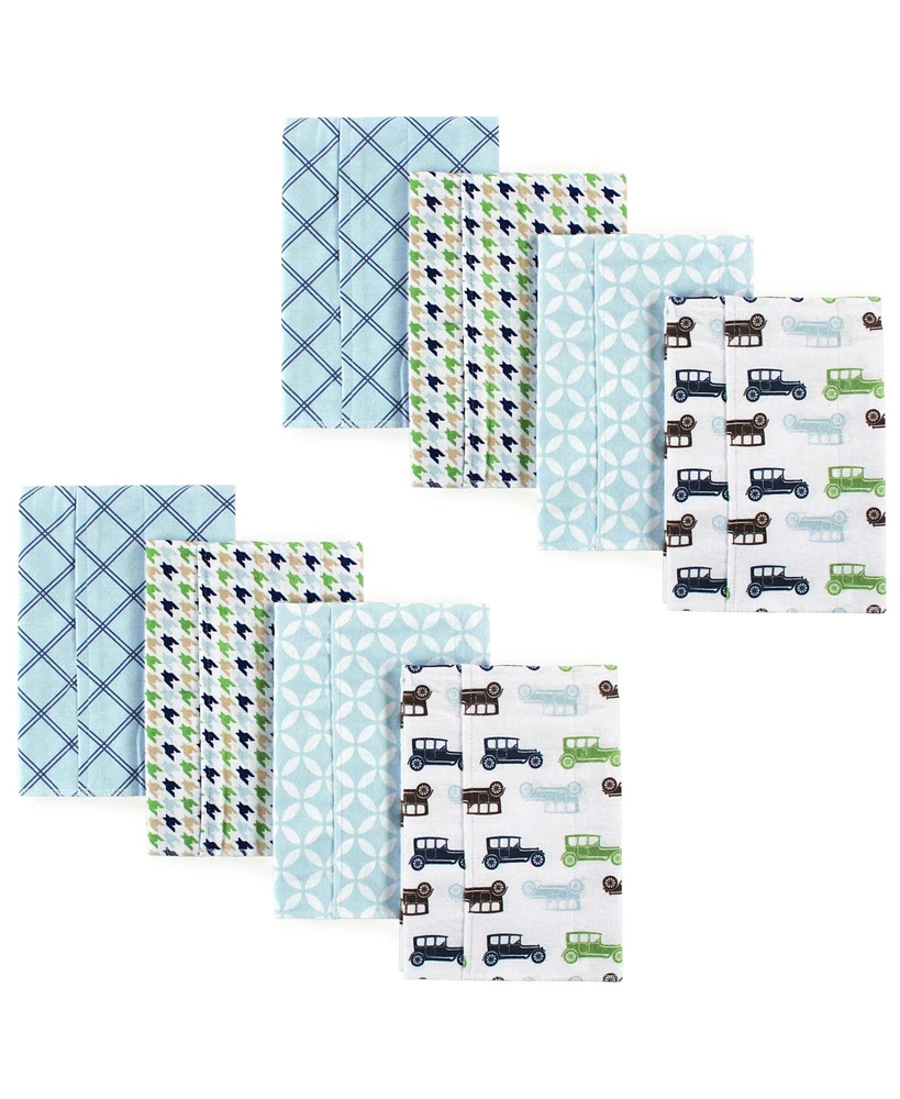 Hudson Baby Infant Boy Cotton Flannel Burp Cloths 8pk, Antique Cars, One Size - Antique cars 8