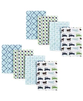 Hudson Baby Infant Boy Cotton Flannel Burp Cloths 8pk, Antique Cars, One Size - Antique cars 8