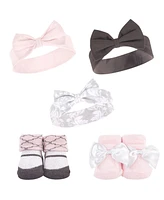 Hudson Baby Baby Girls 10Pc Headband and Socks Set, Damask, 0-9 Months