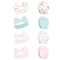 Hudson Baby Baby Girls Hudson 16Pc Headband and Scratch Mitten Set, Ice Cream, 0-6 Months