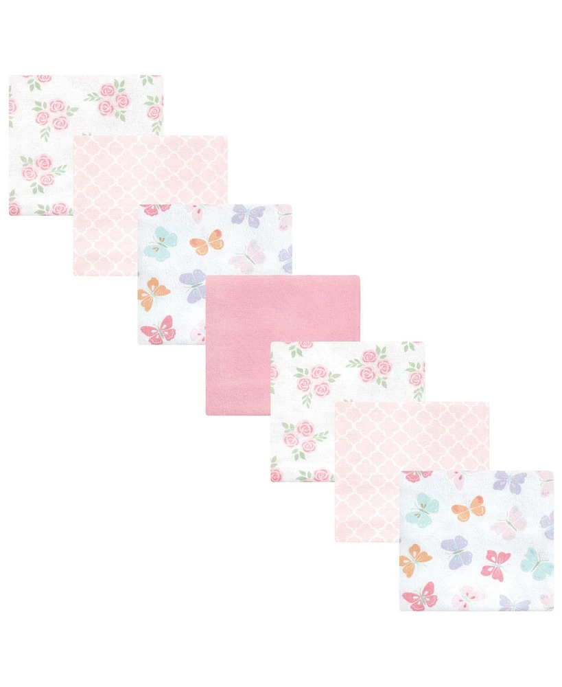 Hudson Baby Infant Girl Cotton Flannel Receiving Blankets Bundle, Pastel Butterfly, One Size