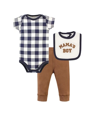 Hudson Baby Baby Boys Cotton Bodysuit, Pant and Bib Set