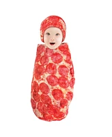 Hudson Baby Infant Plush Food Burrito or Pizza Blanket and Cap, Pepperoni Pizza, One Size