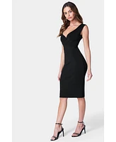 Bebe Women's Cap Sleeve V-neck Mini Bandage Dress