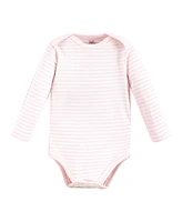 Touched by Nature Baby Girls Organic Cotton Long-Sleeve Bodysuits, Bubblegum Floral