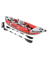 Intex Excursion Pro Inflatable 2 Person Vinyl Kayak with 2 Oars and Pump, Red