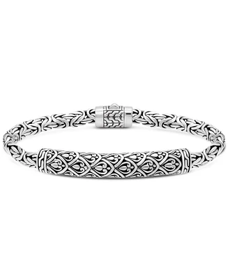 Devata Bali Dragon Skin with Borobudur Oval 5mm Chain Bracelet in Sterling Silver