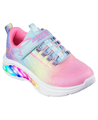 Skechers Little Girls Rainbow Cruisers Light-Up Fastening Strap Casual Sneakers from Finish Line